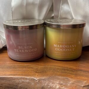 Bath & Body Works Black Teakwood and Mahogany Coconut 3-wick Candles
